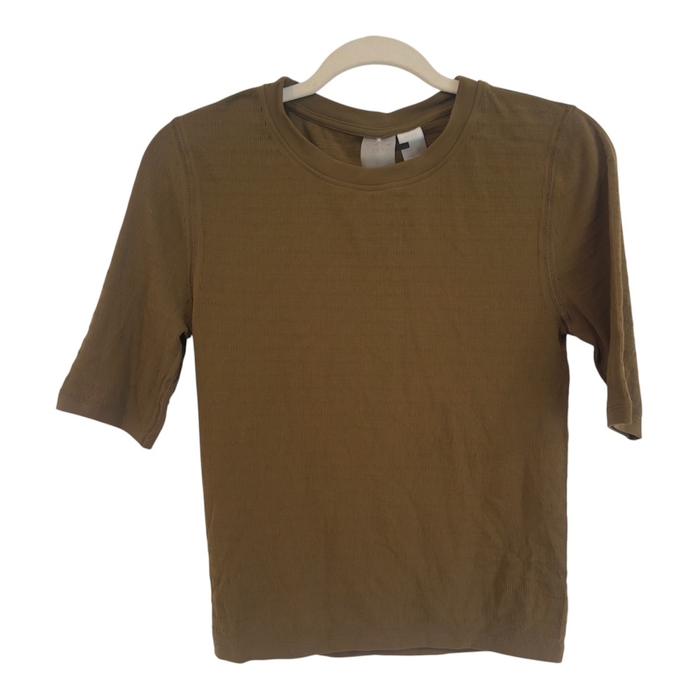 Calia Focus Seamless Crop Tee Dark Khaki Olive WAX15125 Womens Large NWT - Picture 2 of 7